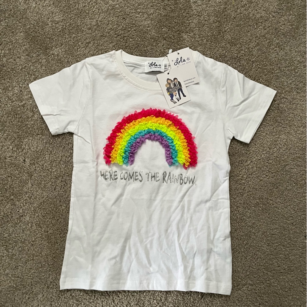 Lola + the Boys Rainbow T size 10 NWT